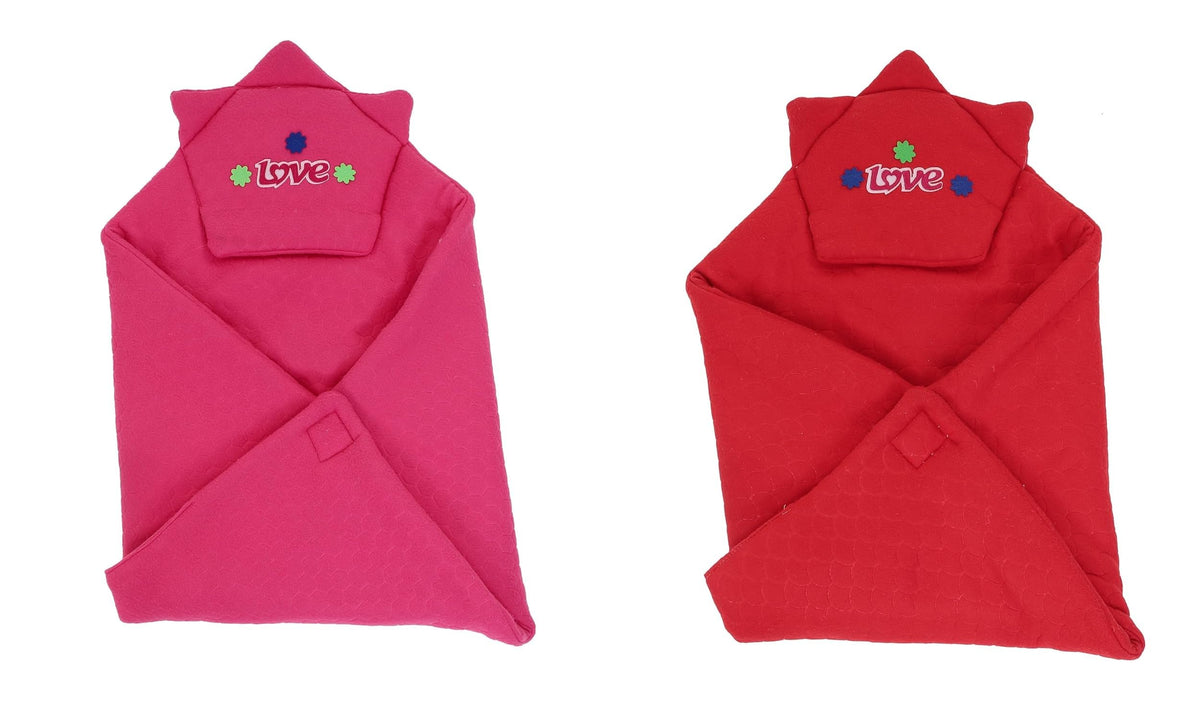 CTMKIDS Baby Wrap with Cap for Kids 74x74 cm  Magenta & Red