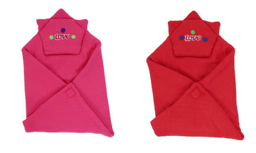 CTMKIDS Baby Wrap with Cap for Kids 74x74 cm  Magenta & Red