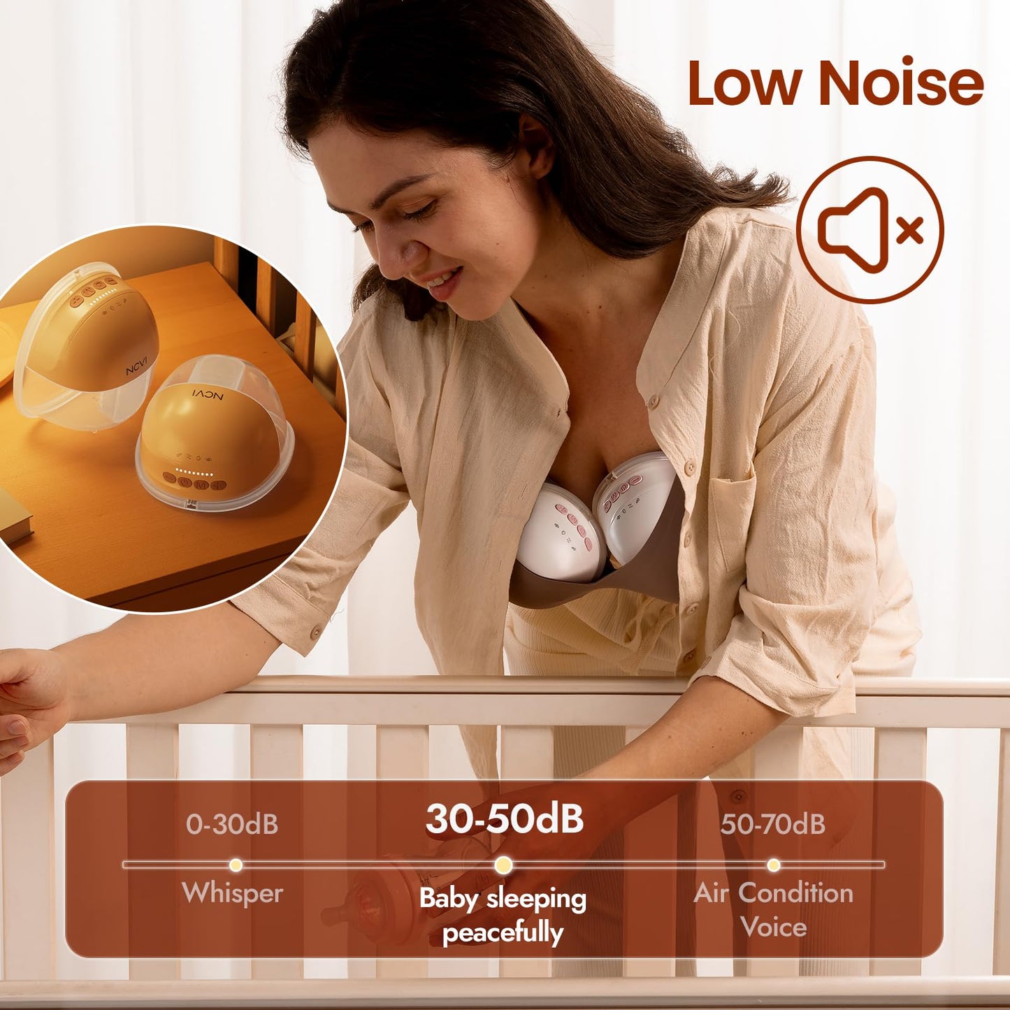 Ncvi Wearable Breast Pump 8111, Hands Free Breastfeeding Pump, Wireless Portable Milk Pump With Strong Suction, 4 Modes & 9 Leve