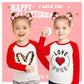 Tkria Little Kids Valentine Day Unisex Baby Raglan Long Sleeve Shirt Leopard I Love You Baseball Patchwork Shirt 2 Years