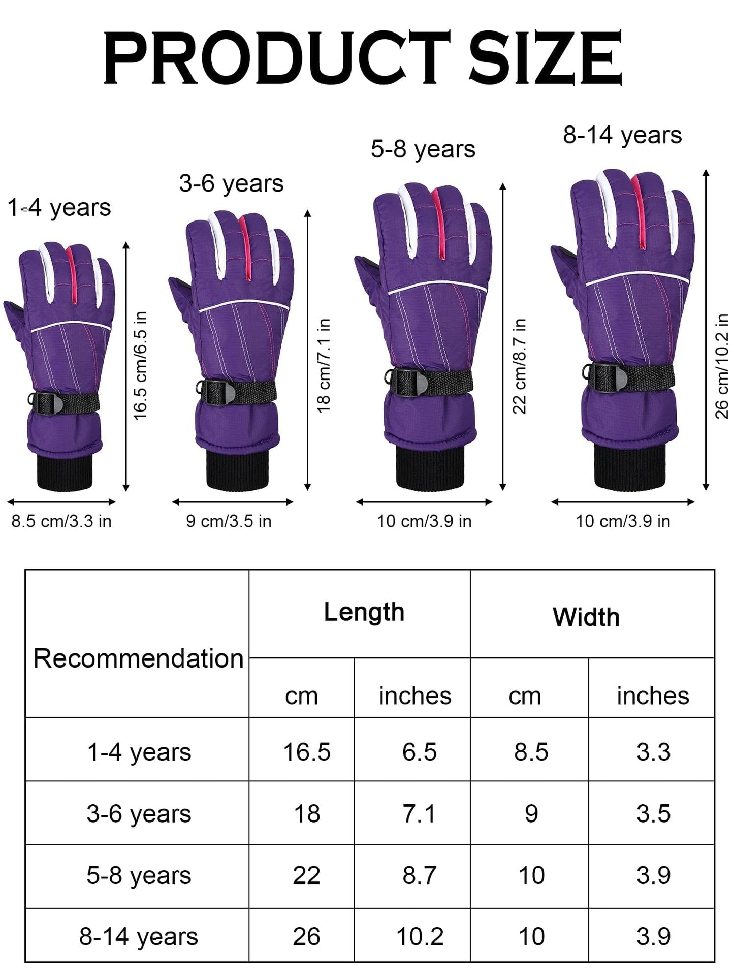 Hicarer 2 Pairs Kids Waterproof Winter Snow Gloves For Boys Girls Child Toddler Warm Ski Gloves For Cold Weather