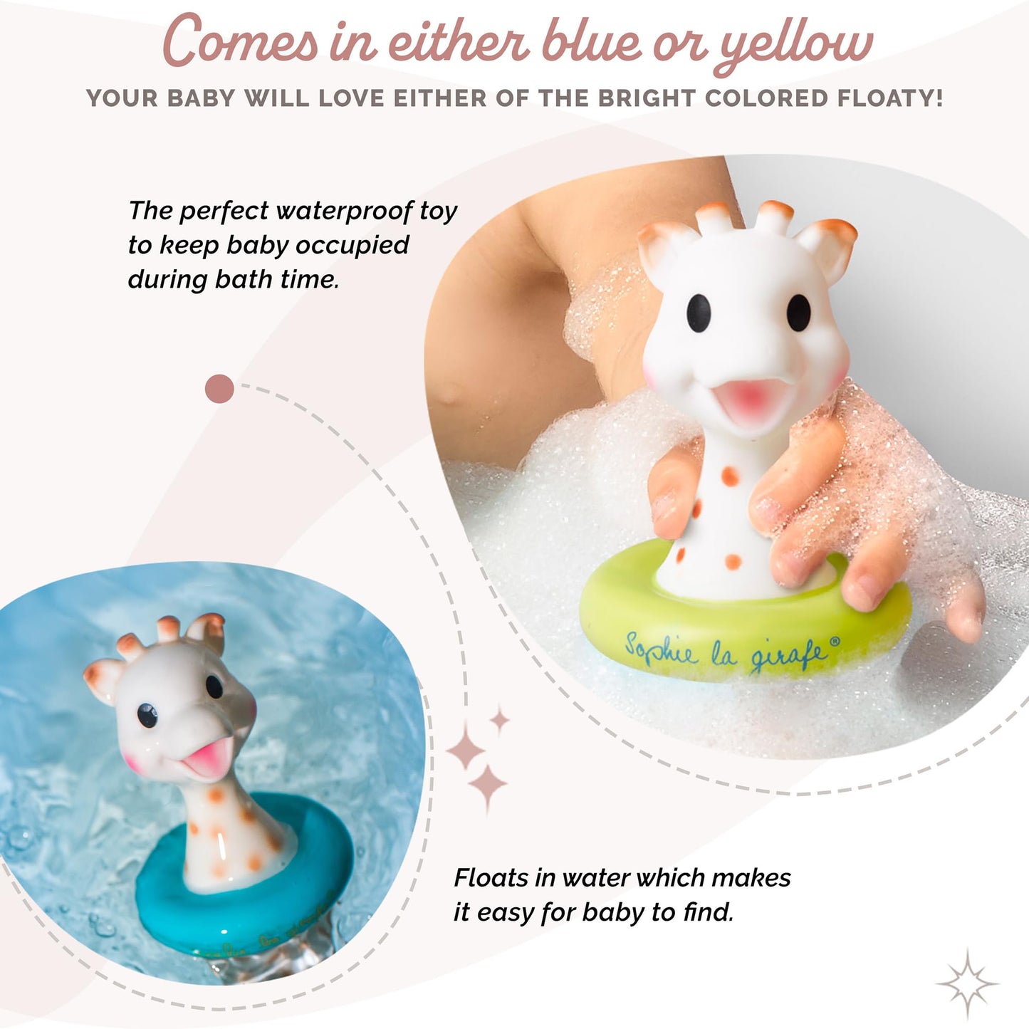 Sophie la girafe, Fresh Touch | Bath Toy | Colors May Vary (Blue or Yellow) | Fun Toy That Floats & Sprays Water When Pressed