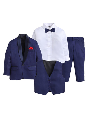 Jeetethnics Boys Blue Coat Suit Set With Waistcoat Shirt And Trousers (9104Bh)
