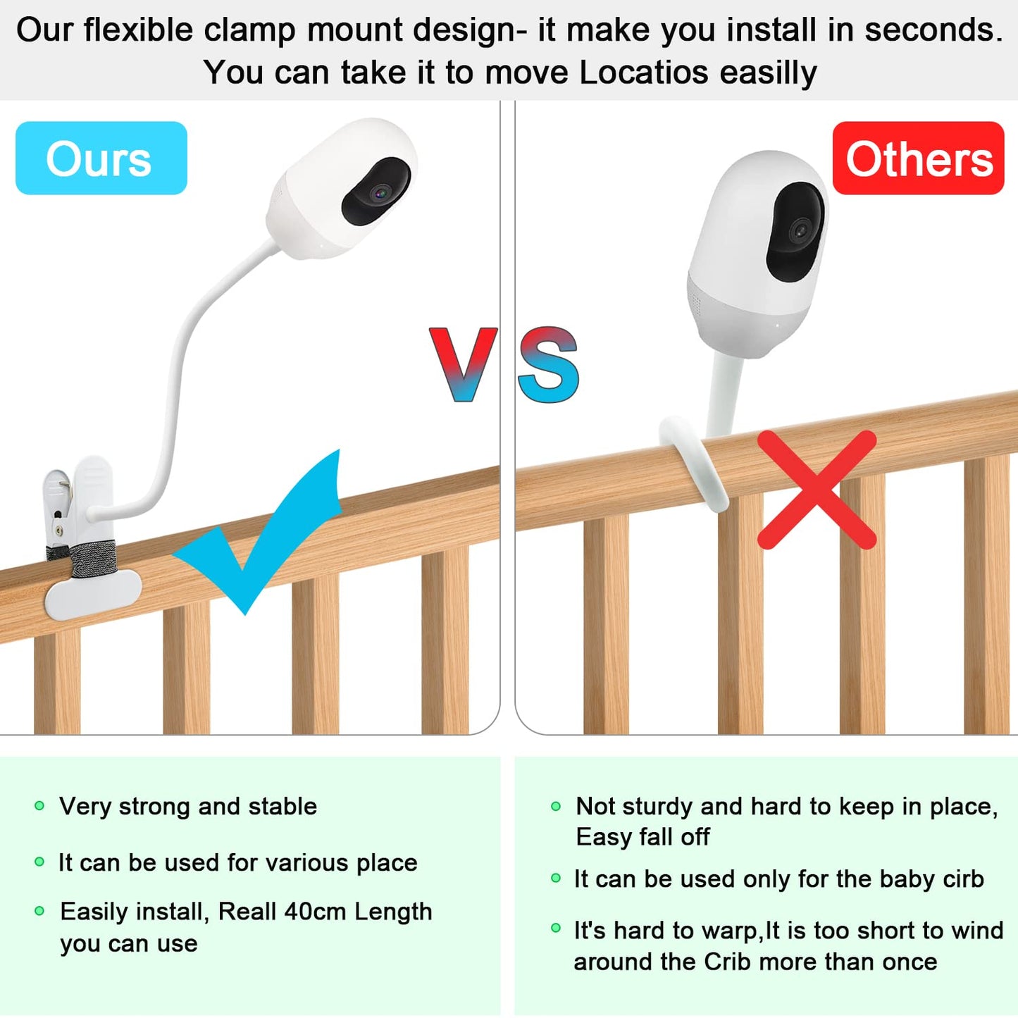 Baby Monitor Mount Compatible With Nooie Baby Monitor,Nooie Pet Camera Indoor Baby Monitor Camera 15.7 Inches Flexible Long Goos