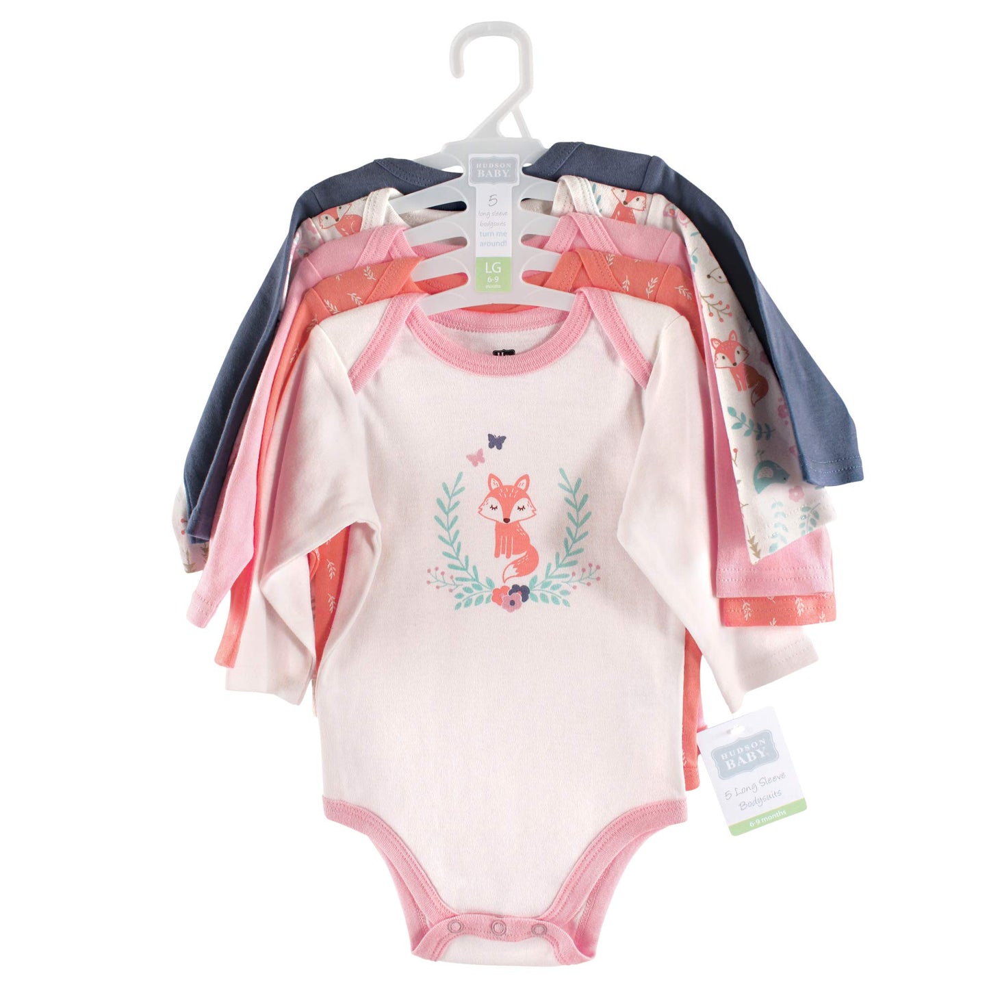 Hudson Baby Unisex Baby Cotton Long-Sleeve Bodysuits, Woodland Fox, 0-3 Months Us