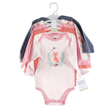 Hudson Baby Unisex Baby Cotton Long-Sleeve Bodysuits, Woodland Fox, 0-3 Months Us