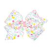 Wee Ones Girls' Easter Print Grosgrain Hair Bow on Wee Stay no-slip clip, handmade, King, Spring Multicolor Print