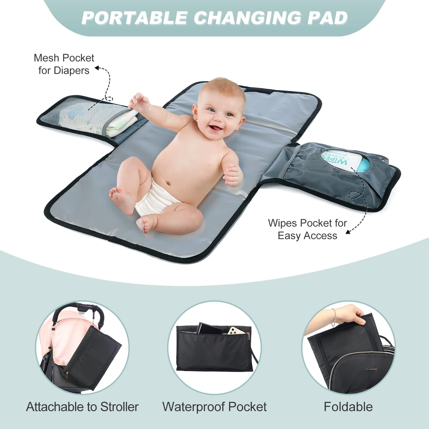 Lovevook Diaper Bag Backpack, Quilted Baby Bag With Changing Pad & Pacifier Holder, Waterproof Travel Diaper Bags For Baby Boys