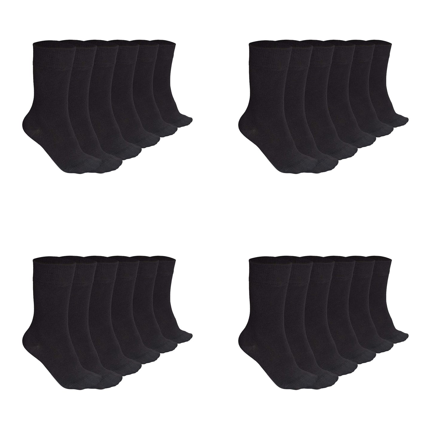 Mukhaksh (Pack Of 12 Pairs = 24 Socks Girls Fine Cotton School Black Calf Socks With Multiple Packs