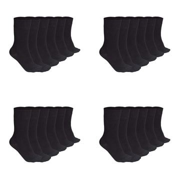 Mukhaksh (Pack Of 12 Pairs = 24 Socks Girls Fine Cotton School Black Calf Socks With Multiple Packs