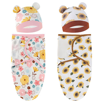 SNOWIE SOFT 2 Set Baby Swaddles for Newborns 012 Months with Cap
