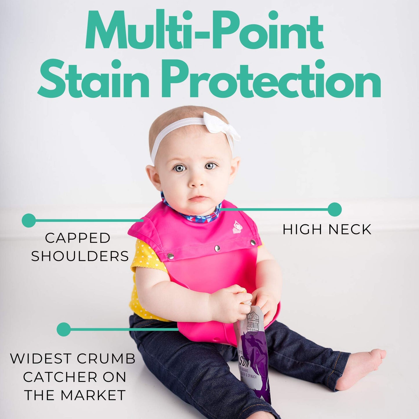 The Little Monkey Company Silicone Bibs For Babies And Toddlers - Wipes Clean In Seconds Waterproof Bib Protects From Every Mess