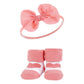 Hudson Baby Baby Girls' Headband And Socks Giftset, Blush White, One Size