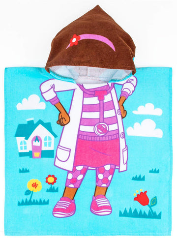 Disney Doc Mcstuffins Doc Kids Bath/Pool/Beach Hooded Poncho - Super Soft & Absorbent Cotton Towel, Measures 22 X 22 Inches (Off