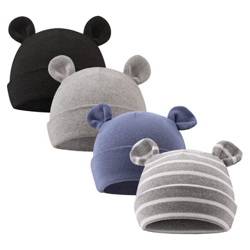 Pesaat Newborn Hospital Hat 0-12Months Preemie Boys Girls Beanie Solid Infant Baby Hats Autumn Winter (4Pack-E, 0-6 Months)