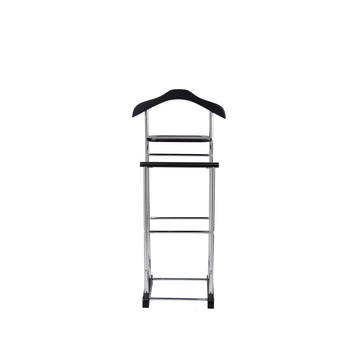 Proman Product Vl17028 With Wooden Hanger, Tray & Trouser Bar Valet Stand, Black