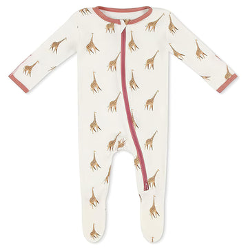 Giraffe Footie For Baby - 95% Viscose From Bamboo, 5% Spandex - Soft Newborn Sleepwear, Baby Pajamas, Unisex Baby Clothes, Zippe