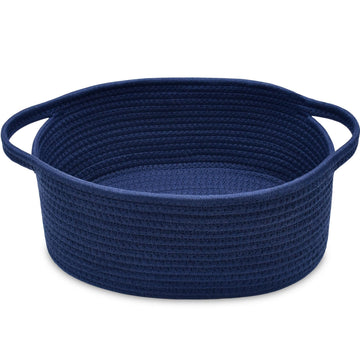 Abenkle Small Woven Storage Basket With Handles - 12'X8'X5', Decorative Rope Bin For Home Organization, Cat & Dog Toys, Shelf