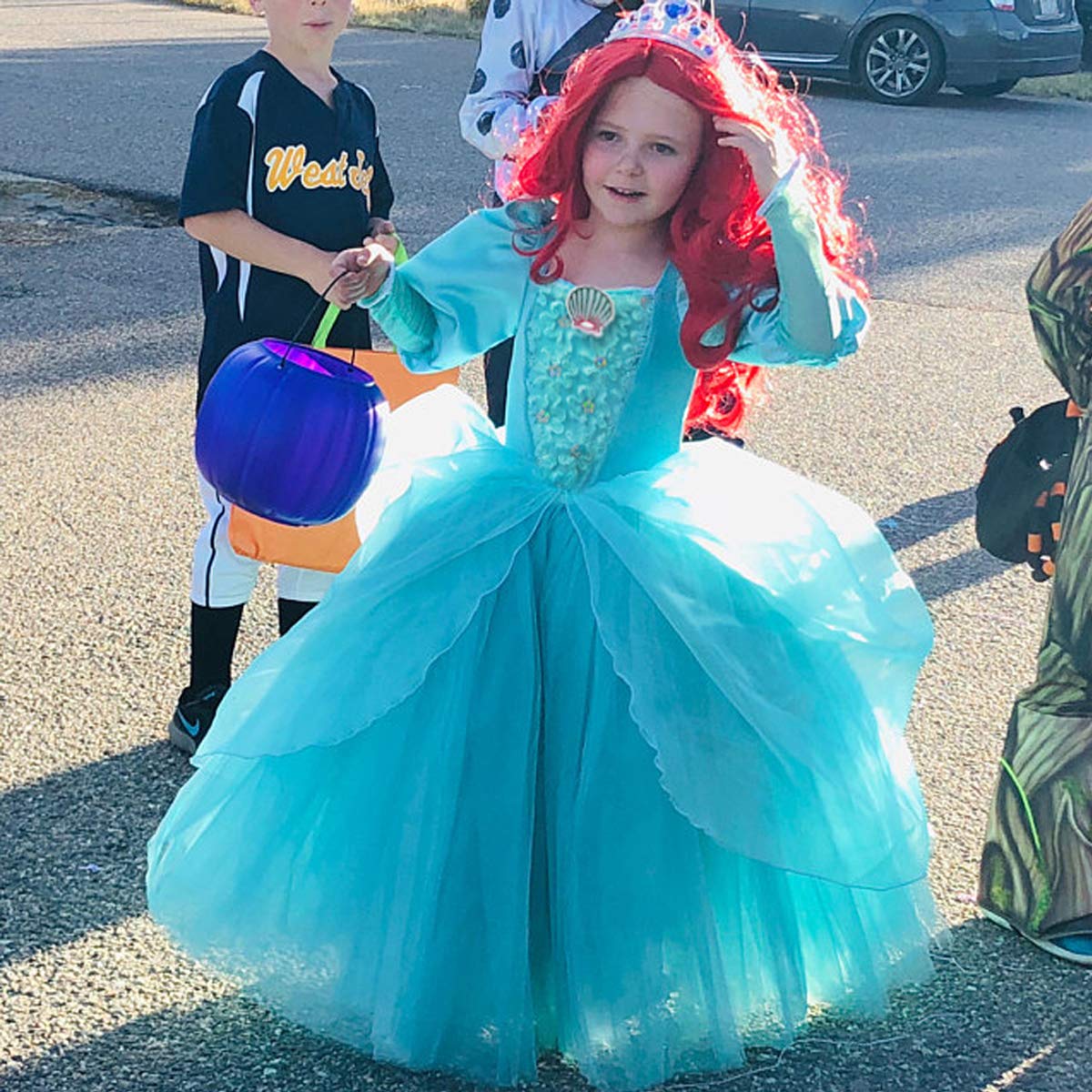 Tyhtym The Little Mermaid Costumes For Girls Princess Ariel Cosplay Halloween Birthday Dress Up Puffy Sleeves Ball Gown
