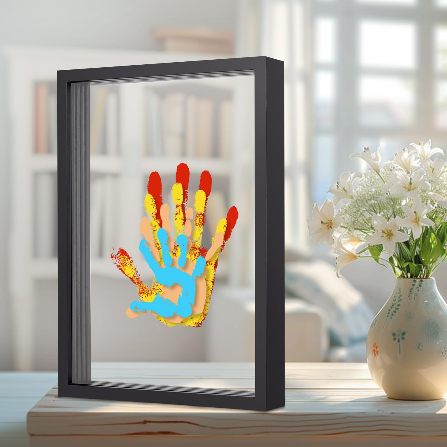 ALHROEUO Family Handprint Kit, DIY Baby Hand Print Kit-Fathers Day Gift - New Parent Gifts Ideas Hand and 4 Sheets Footprint Ke