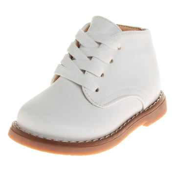 Josmo Baby Boys Girls Unisex Walking Shoes First Step Walker - Lightweight Synthetic Dress Boots Non-Slip Bottom High Top - Whit