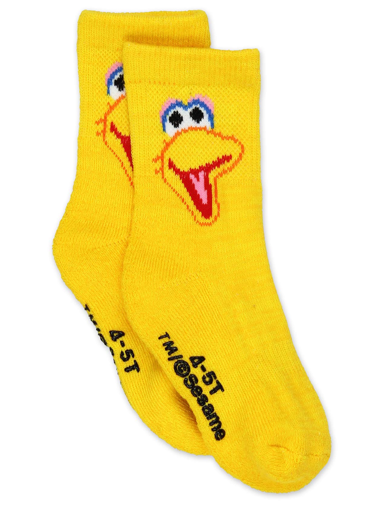 Sesame Street Elmo Baby Toddler Boys Girls 6 Pack Crew Socks With Grippers (4-5T, Multicolor)