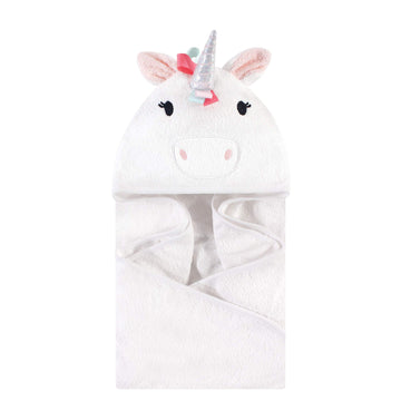 Hudson Baby Unisex Baby Cotton Animal Face Hooded Towel, Rainbow Unicorn, One Size