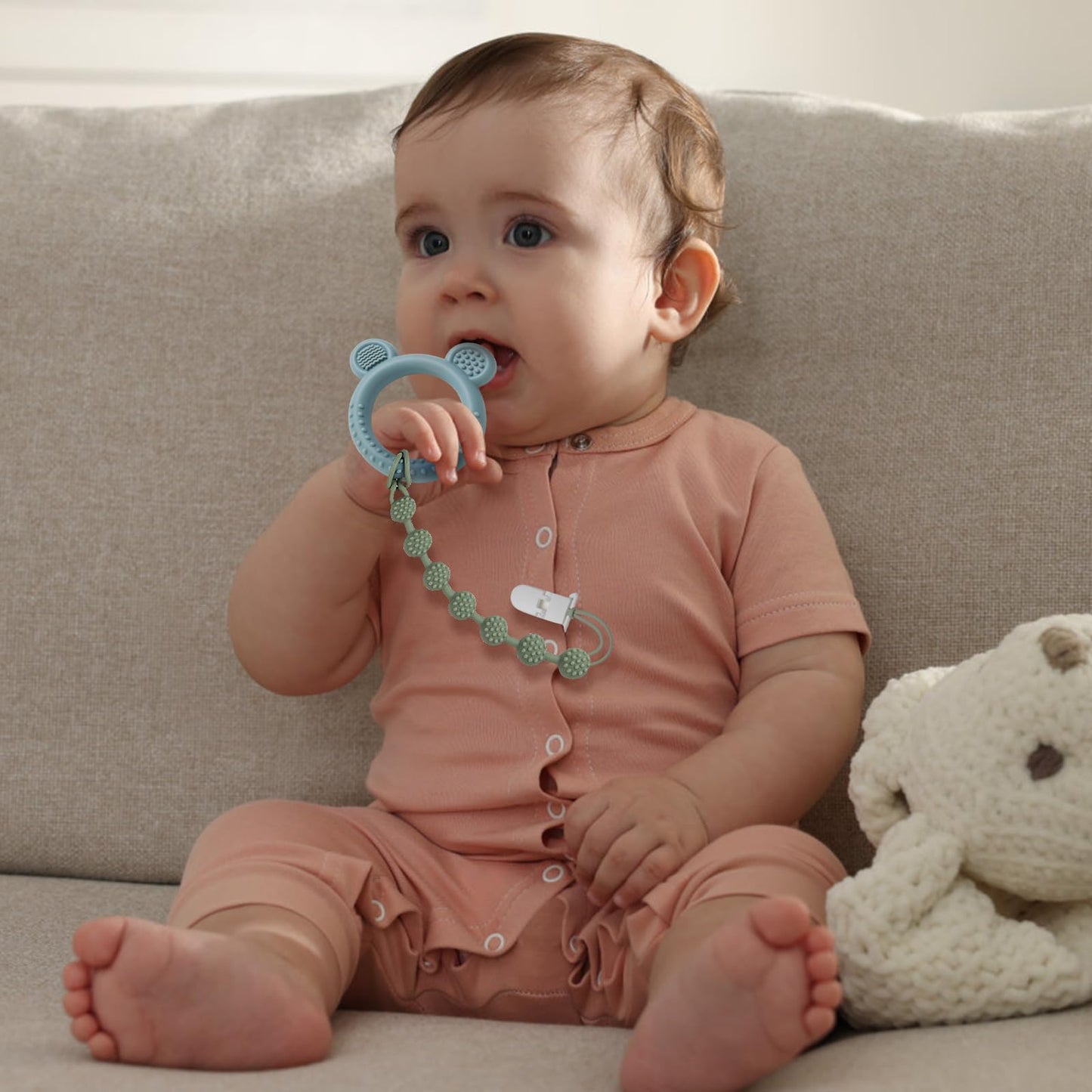 Eascrozn Baby Pacifier Clip, 6 Pack Silicone Pacifier Holder With One Piece Design For Baby Boy And Girl, Bpa Free Soft Flexible