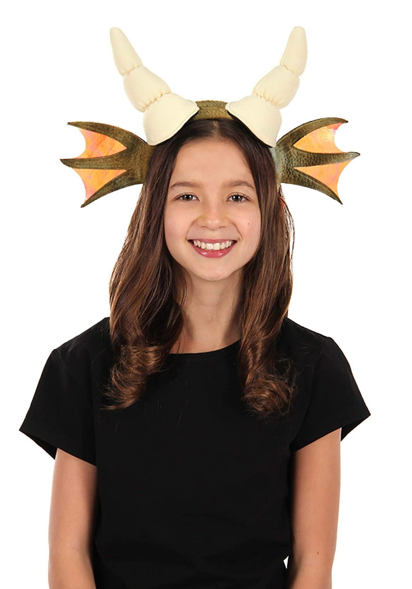 Elope Dragon Horns Costume Headband - Sculpted & Filled Horns & Iridescent Wings Sewn To Sides, Accessory