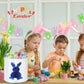 Cootato 2 Pack Easter Bunny Basket Bags For Kids, Sequin Rabbit Pattern Egg Basket Hunt Bags Personalized Canvas Cotton Bucket W