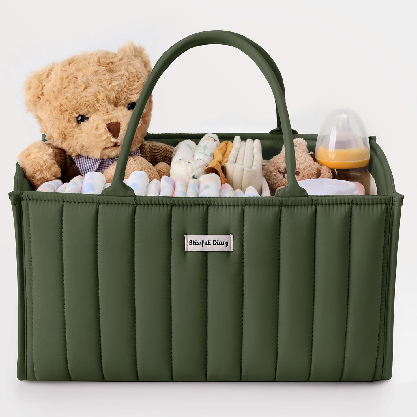 Blissful Diary Baby Diaper Caddy Organizer, Stylish Storage Basket for Newborn Essentials and Diaper Station, Gift for Baby Show