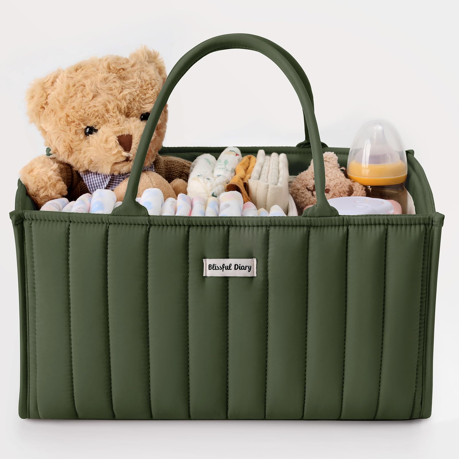 Blissful Diary Baby Diaper Caddy Organizer, Stylish Storage Basket for Newborn Essentials and Diaper Station, Gift for Baby Show