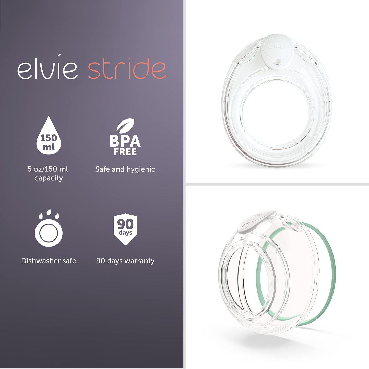 Elvie Stride 5 oz Breast Pump Cups - Dishwasher Safe, Food Grade Silicone, BPA Free - Accessories for Breastmilk Storage & Pumps