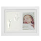 Nuby Baby Keepsake Classic White Wooden Wall Decor Frame That Holds One 3.5 X 5' Photo & 1 Clay Print Kit For Newborn Girls & B