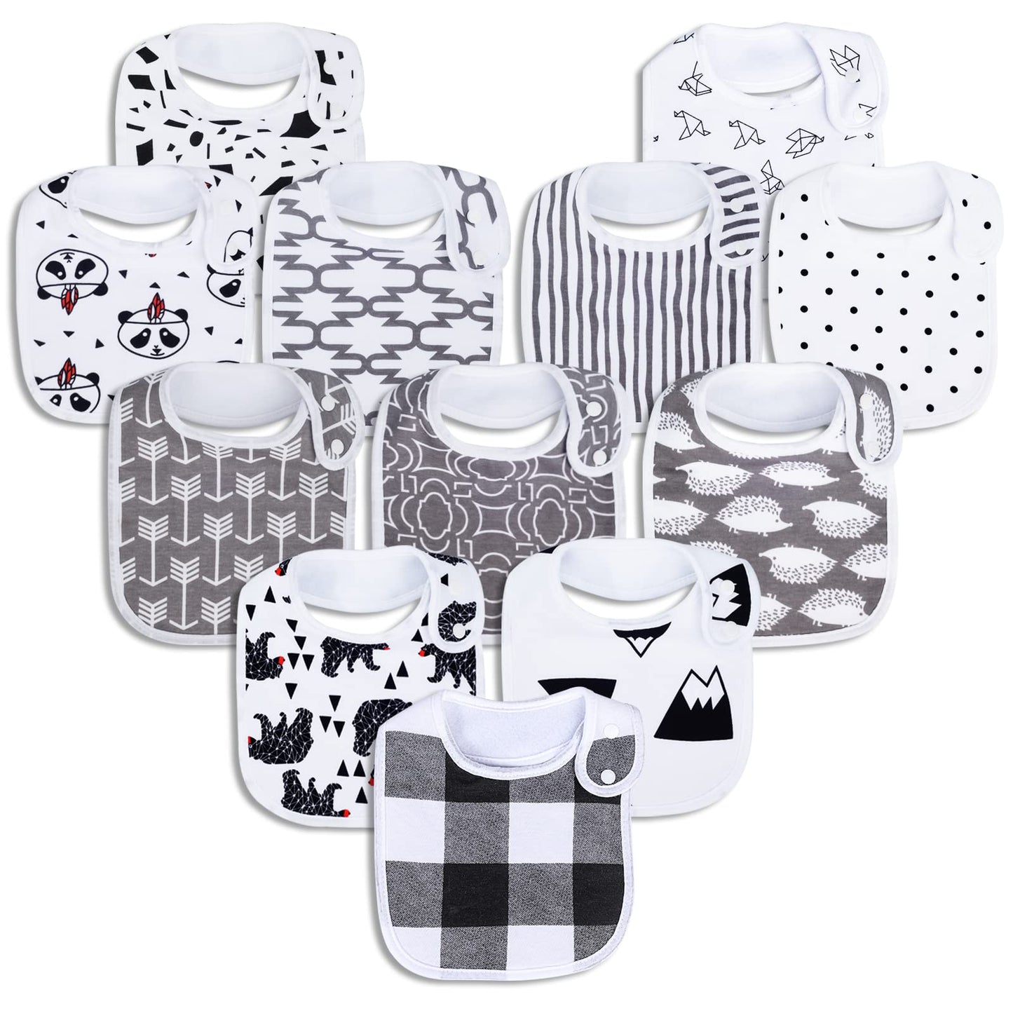 Benoxine Baby Bandana Drool Bibs Soft and Absorbent 100% Organic Cotton Bandana Bibs Set for Boys Girls Newborn Unisex Plain Col