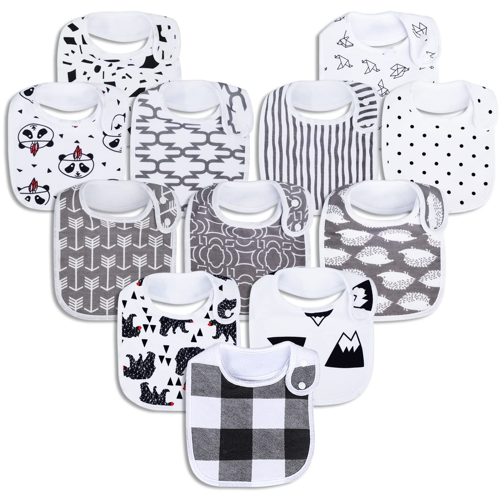 Benoxine Baby Bandana Drool Bibs Soft and Absorbent 100% Organic Cotton Bandana Bibs Set for Boys Girls Newborn Unisex Plain Col