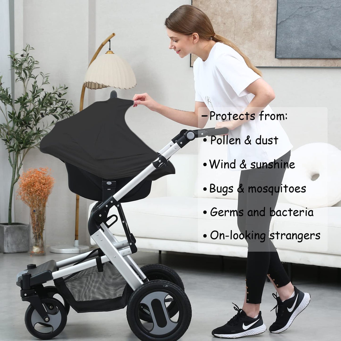 Carseat Covers For Baby Breastfeeding - Multi Use Car Seat Canopy Cover, Infant Stroller Canopy Cover For Boy And Girls (Black P