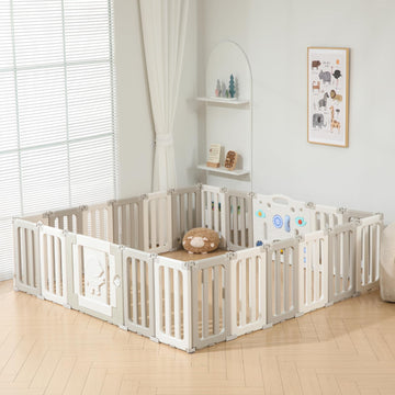 DOSOLFA Baby Play Pen, 22 Panels Foldable Play Pens for Babies and Toddlers, Extra Large Baby Playpen Area, Portable Fence, Kids