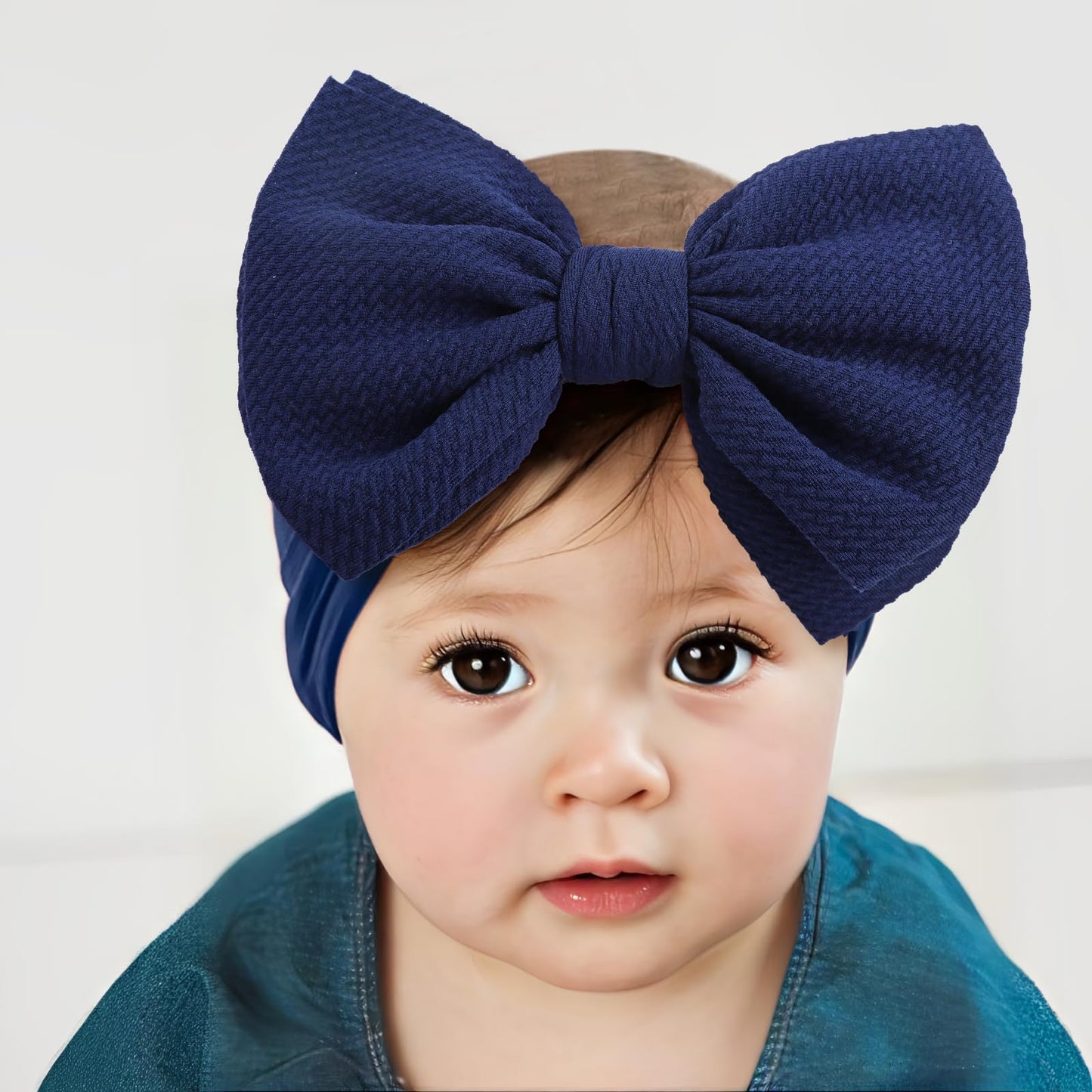 Lanmerry Hairband 5 Pack - For Girls Baby Headbands With Bows Elastics Hairbands Oversized Head Wraps Infant Toddlers Kids Navy
