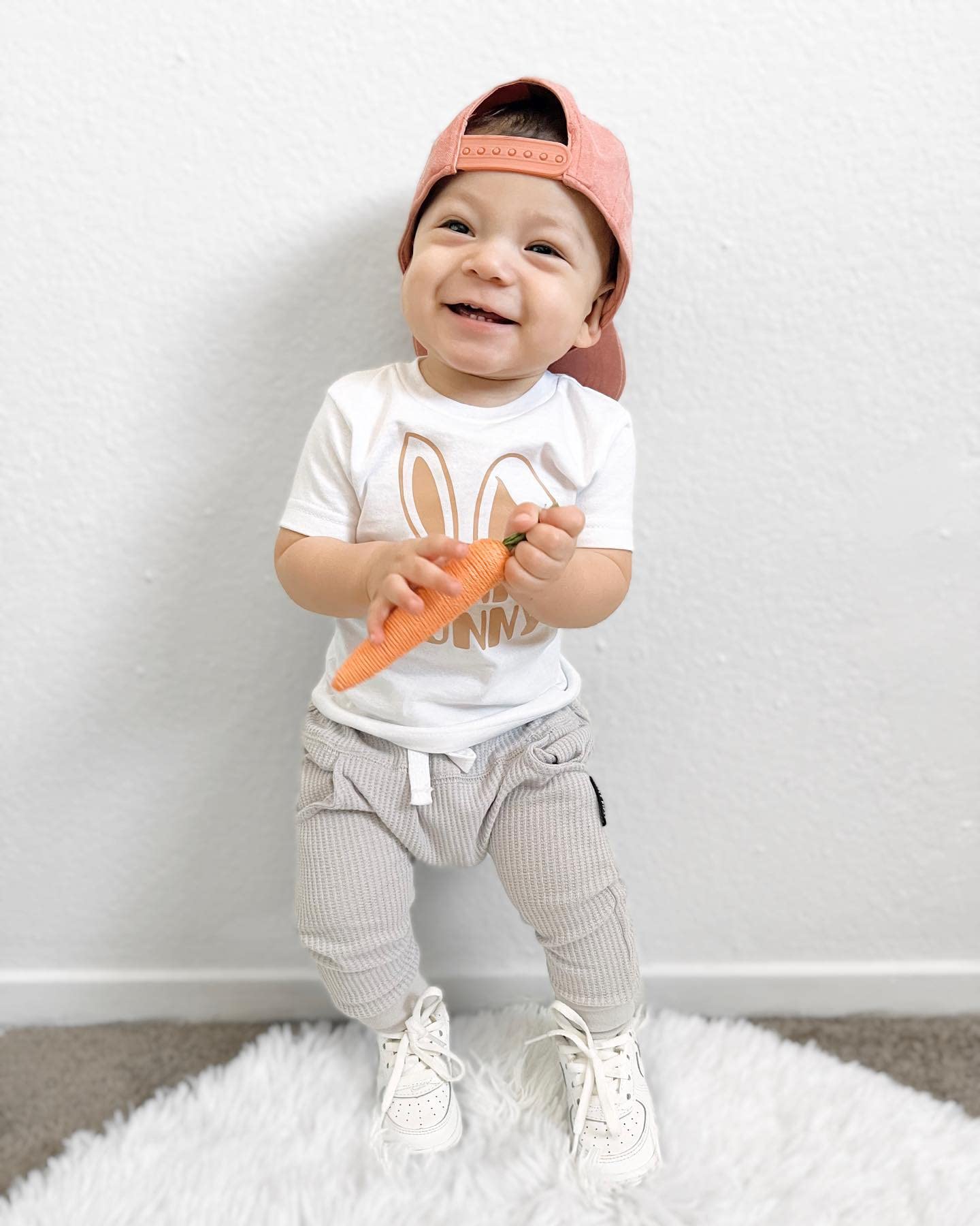 Infant Toddler Baby Boy Easter Outfits Short Sleeve Shirts Bunny T-Shirt + Pants 2Pcs Spring Summer Outfits (Bunny White, 0-6 Mo