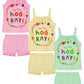 Tiny Tooth Soft Cotton Casual Sleevelees Vest Jhabla for Baby Girls TShirt with Shorts Dress for Summer Wear (Set of 3), Newbo