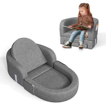 Cowiewie Toddler Travel Bed 2-In-1 Kids Sofa Chair With Removable Cover, Soft Foam Portable Foldable Toddler Bed For Travel With