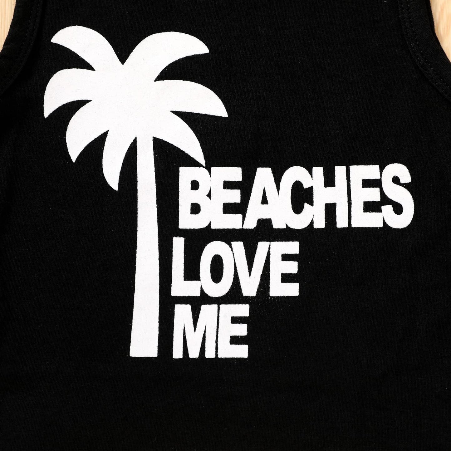 Younger Tree Toddler Baby Boy Summer Clothes Beaches Love Me Sleeveless Vest Tops+Shorts Kid Casual Outfits (Black, 18-24 Months