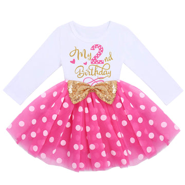 Winter Birthday Outfit Girl My Second Birthday Mini Dress Cake Smash Outfit Baby Tulle Tutu Skirt Autumn Long Sleeve Mouse 2Nd B