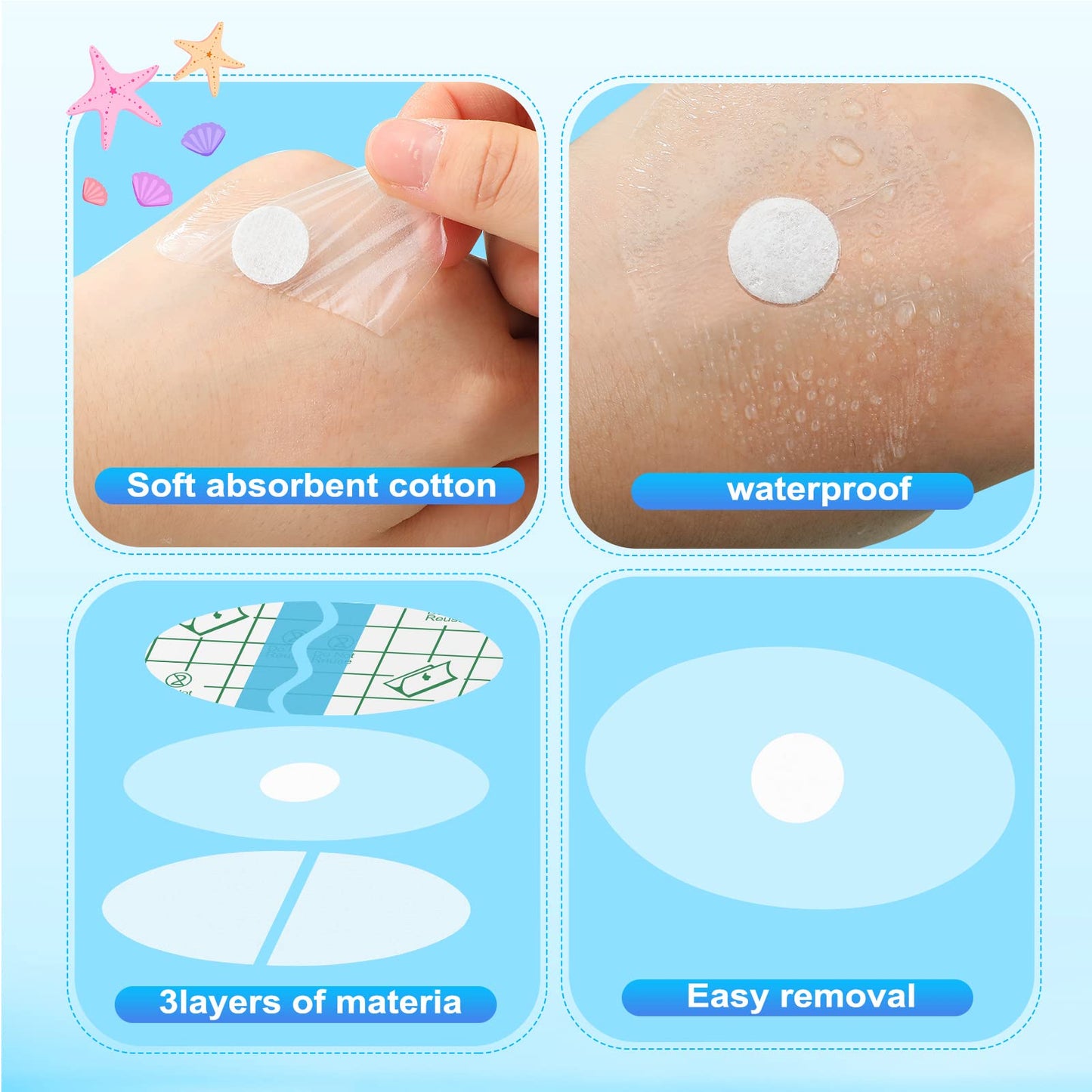 Teling 300 Pcs Ear Covers For Shower Waterproof Protector Newborn Stickers Disposable Cotton Ball Baby Baby Shower Ear Covers Fo