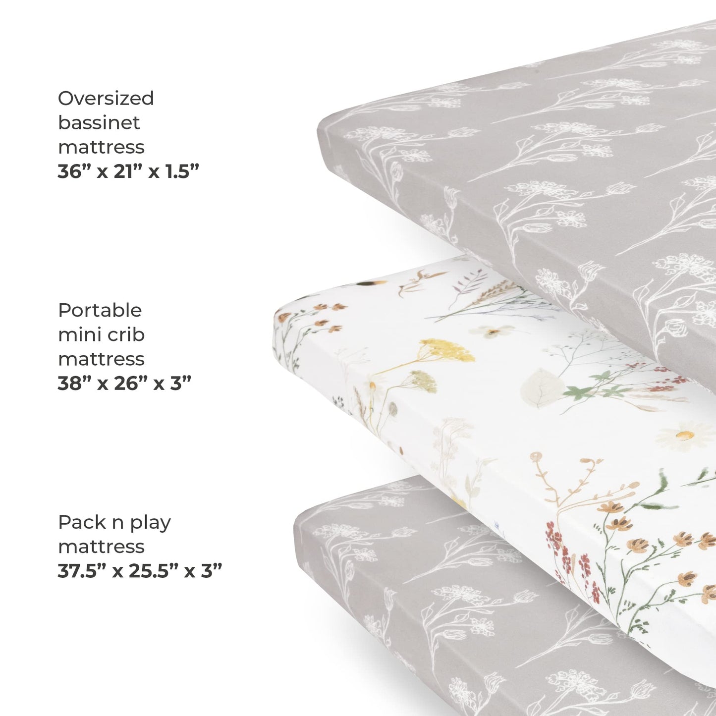 Pobibaby - 2 Pack Premium Pack N Play Sheets Fitted For Standard Pack And Plays And Mini Cribs - Ultra-Soft Jersey Knit, Stylish