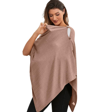 Nursing Cover For Baby Breastfeeding, Organic Cotton Knit Breastfeeding Cover, Warm Cozy Swaddle, Breathable And Soft, Wide Neck