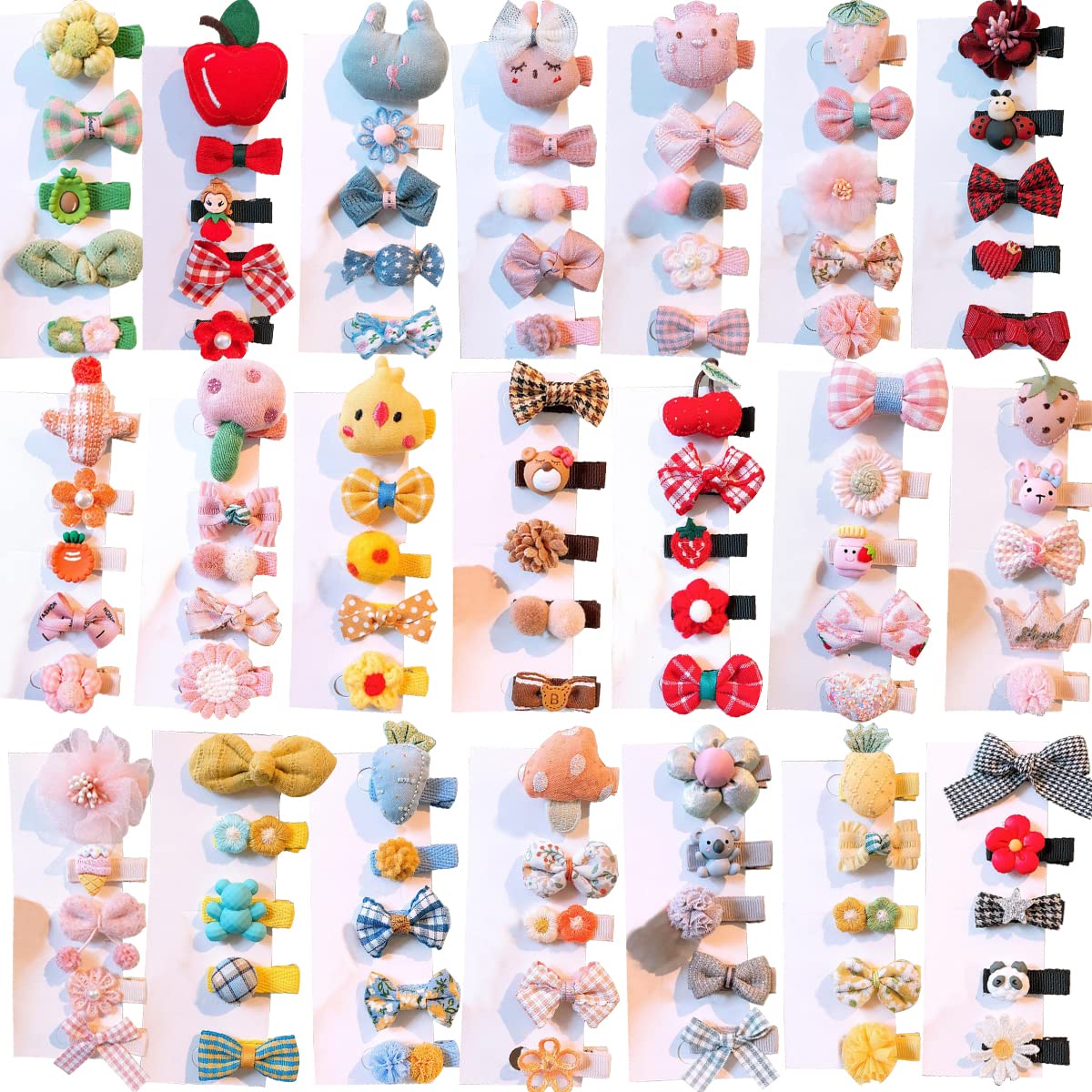 FZBNSRKO Hair Clips for Girls,30pcs Lovely Barrettes Clips Fully Ribbon Lined Baby Hair Clips Flower/Fruit/Rainbow Hairpin Toddl