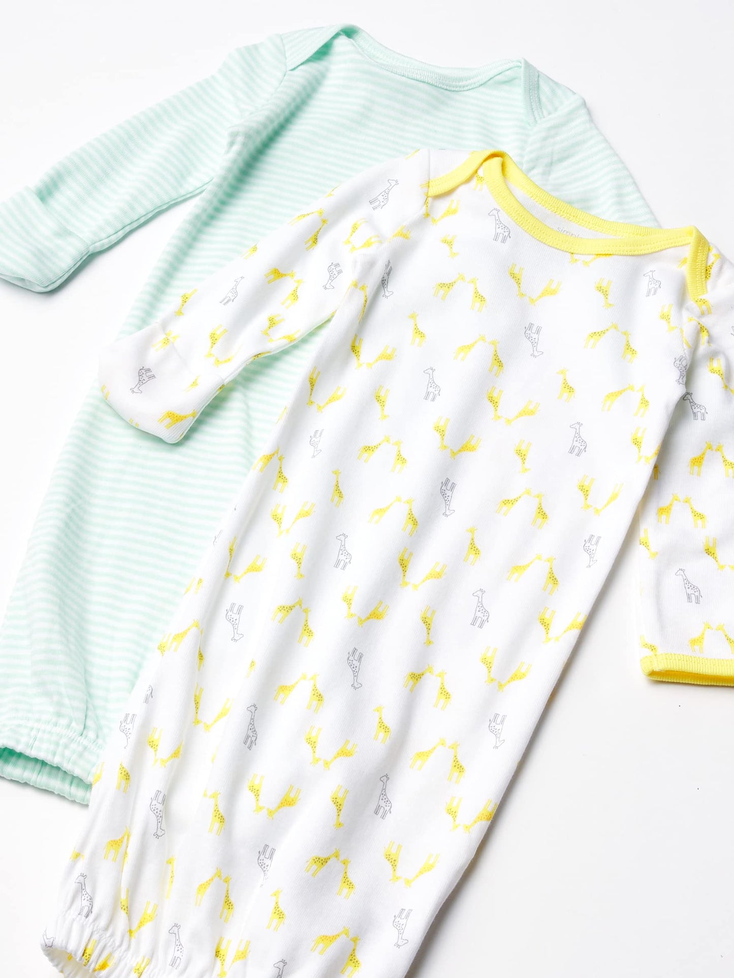 Simple Joys By Carter'S Baby 3-Pack Neutral Cotton Sleeper Gown, Grey/Green/Yellow, Newborn