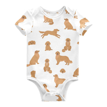 Vvfelixl Baby Girls' Bodysuits Golden Retriever Dogs Short Sleeve Cotton Baby Clothes For Girls 0-3 Months Puppy